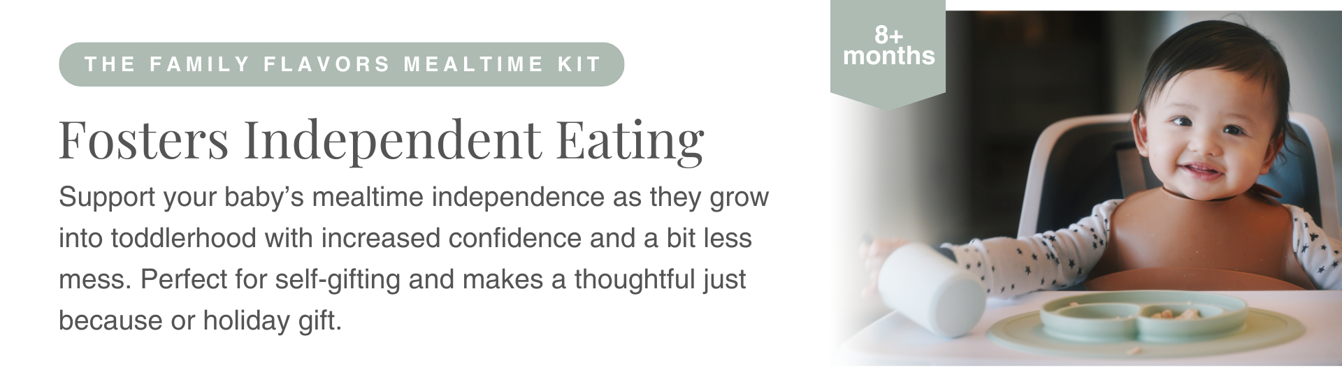 The Family Flavors Mealtime Kit, a thoughtful gift for fostering eating independence 