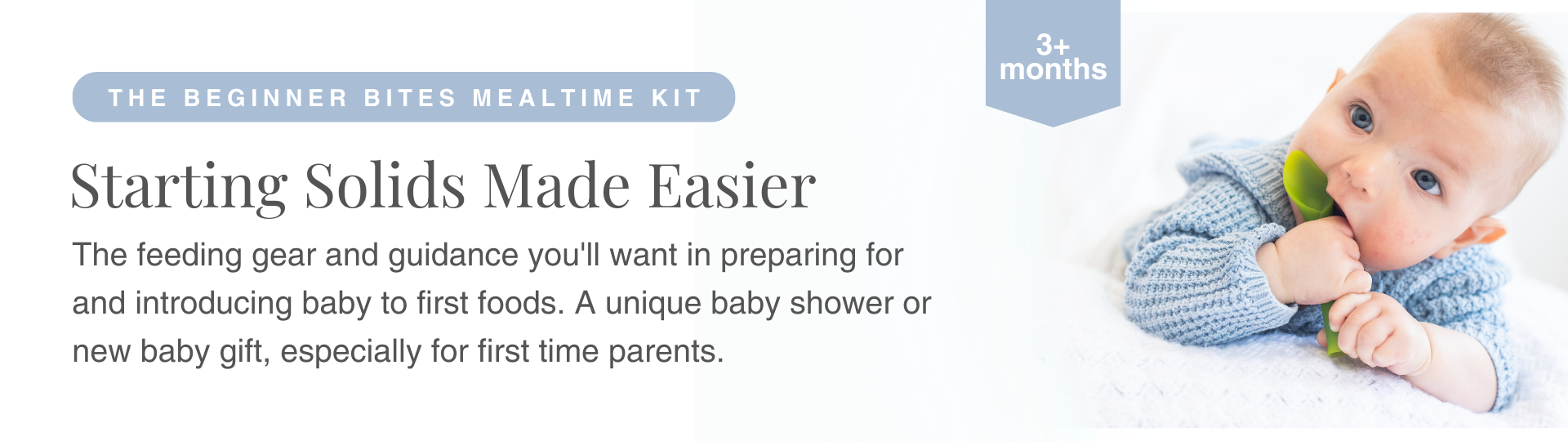 The Beginner Bites Mealtime Kit, a unique baby shower or new baby gift 