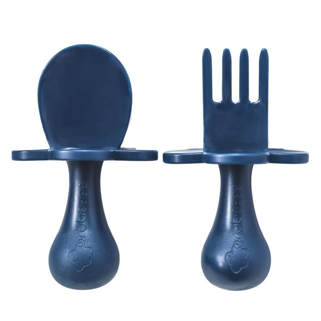 Grabease fork and spoon utensil set in navy